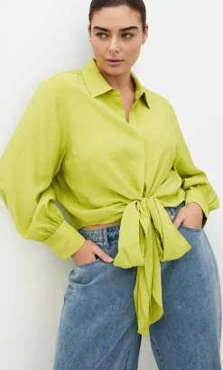 Rosa Tie Shirt - chartreuse