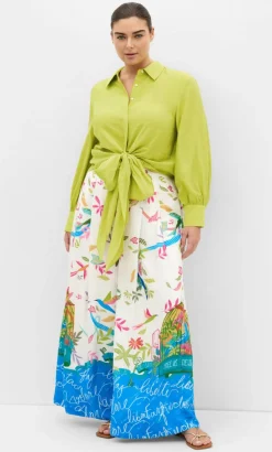 Rosa Tie Shirt - chartreuse
