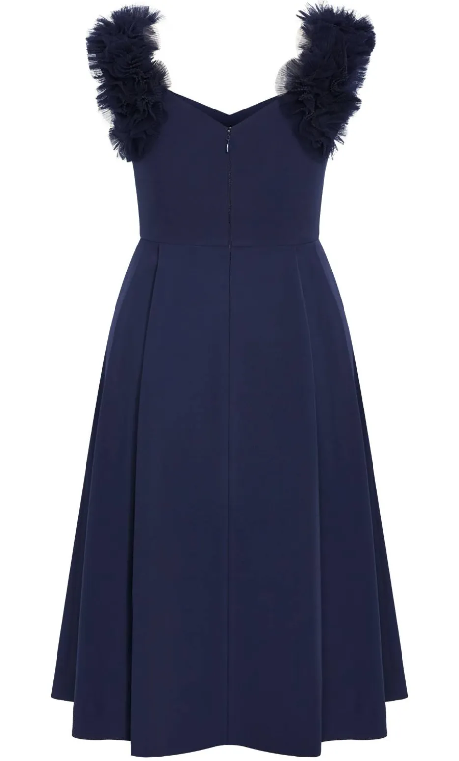 Roselyn Ruffle Tulle Midi Dress - navy
