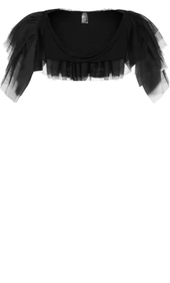 Ruffle Mesh Shrug - black