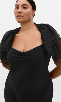 Ruffle Mesh Shrug - black