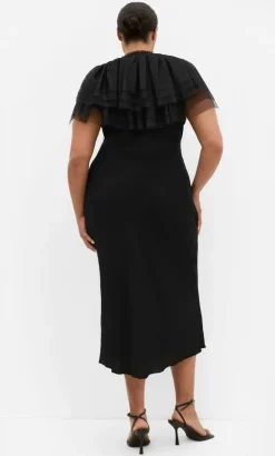 Ruffle Mesh Shrug - black