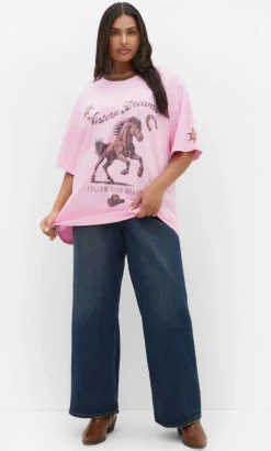 Run Free Oversized Cotton Tee - pink
