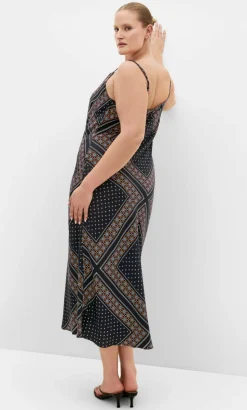 Sadie Boho Print Slip Dress - black