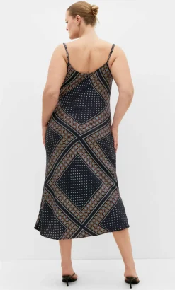 Sadie Boho Print Slip Dress - black