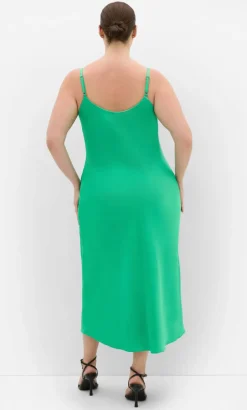 Sadie Satin Slip Dress - greenstone