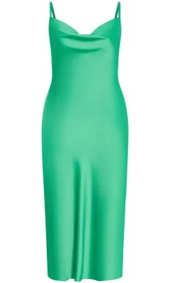Sadie Satin Slip Dress - greenstone
