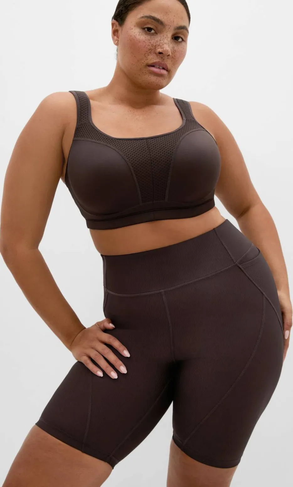 Sara Rib Active Bike Short - chocolate