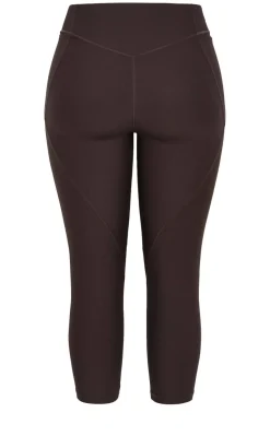 Sara Rib Active 7/8 Legging - chocolate
