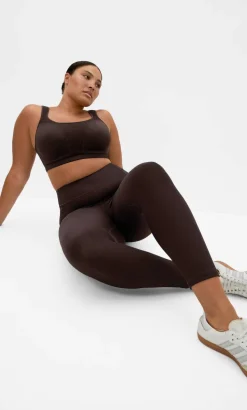 Sara Rib Active 7/8 Legging - chocolate