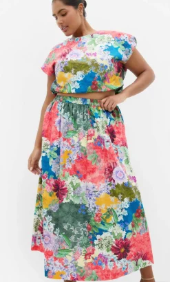 Sarina Berry Floral Print Cotton Top - sage