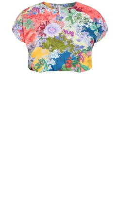 Sarina Berry Floral Print Cotton Top - sage