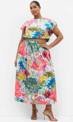 Sarina Berry Floral Print Cotton Top - sage