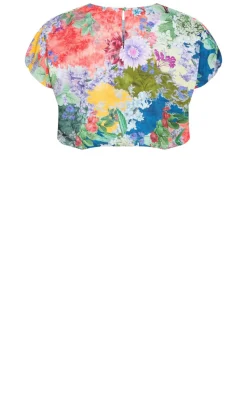 Sarina Berry Floral Print Cotton Top - sage