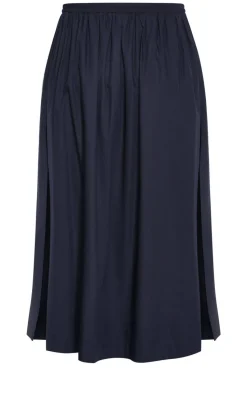 Sarina Cotton Midi Skirt - navy