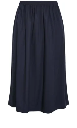 Sarina Cotton Midi Skirt - navy