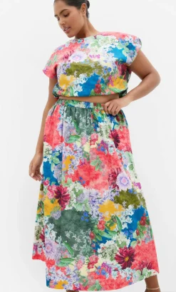 Sarina Floral Print Midi Skirt - sage