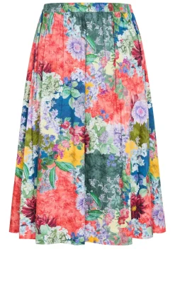 Sarina Floral Print Midi Skirt - sage