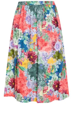 Sarina Floral Print Midi Skirt - sage