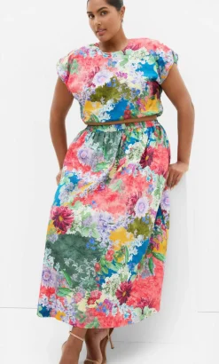 Sarina Floral Print Midi Skirt - sage