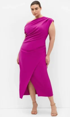 Sassy Off Shoulder Dress - magenta