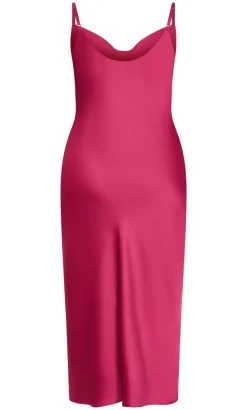 Satin Slip Dress - raspberry