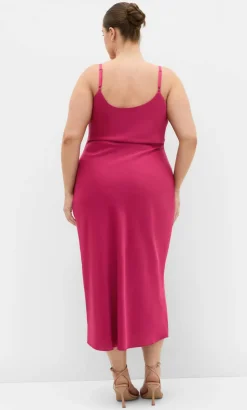 Satin Slip Dress - raspberry