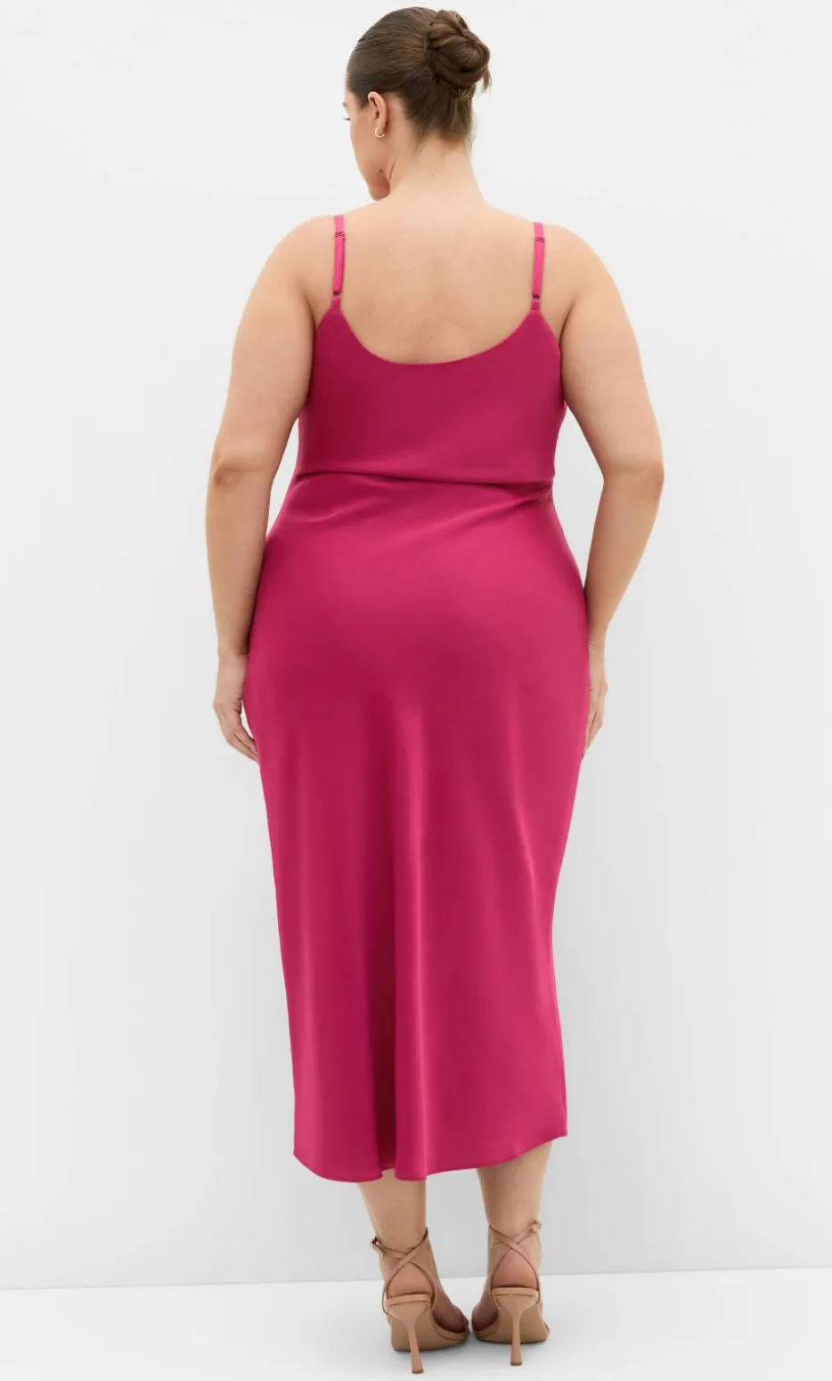 Satin Slip Dress - raspberry