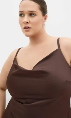 Satin Slip Dress - truffle