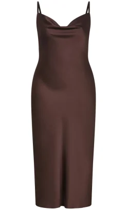 Satin Slip Dress - truffle