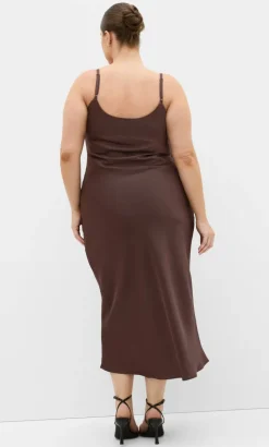 Satin Slip Dress - truffle