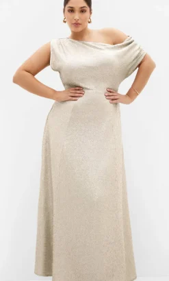 Sequin Off Shoulder Maxi Dress - gold