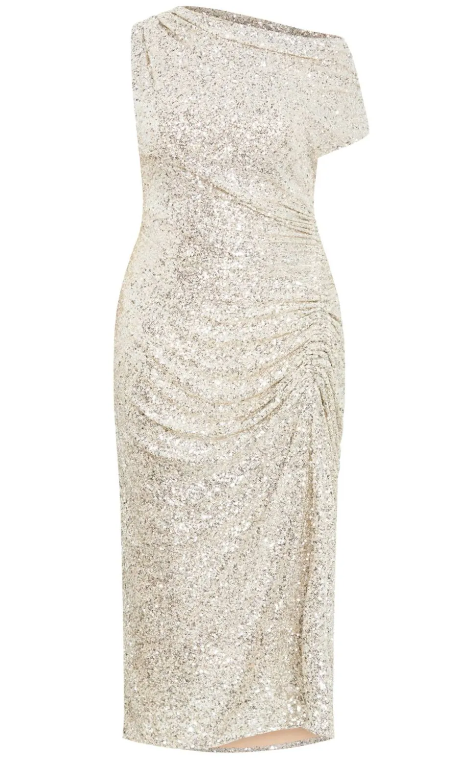 Sequin Star Off Shoulder Maxi Dress - light gold