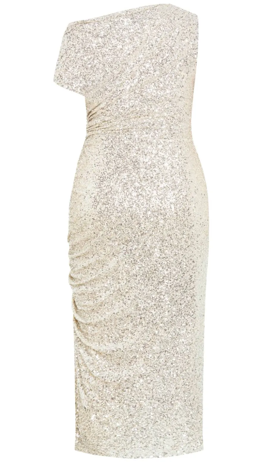 Sequin Star Off Shoulder Maxi Dress - light gold