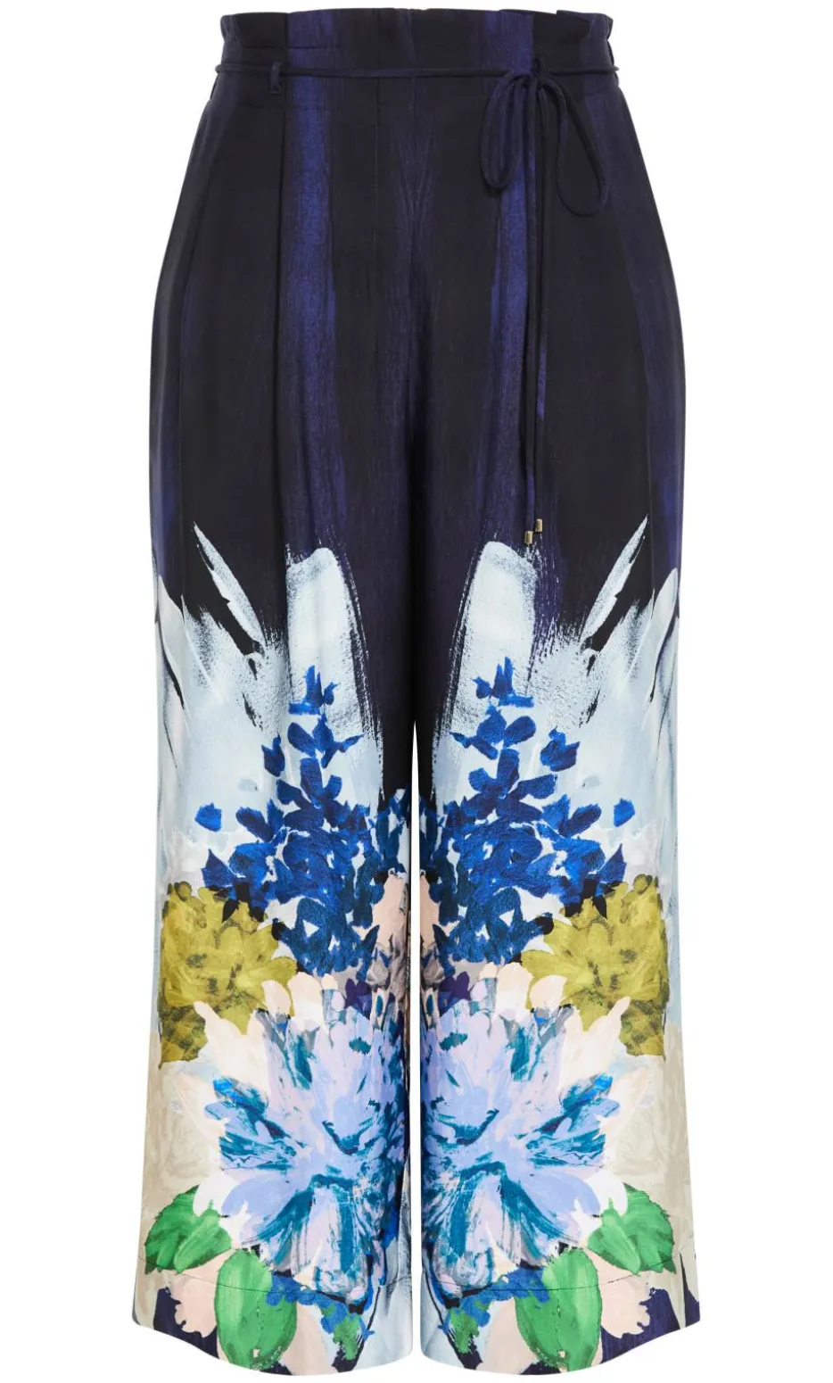 Shania Dahlia Print Wide Leg Pant - navy