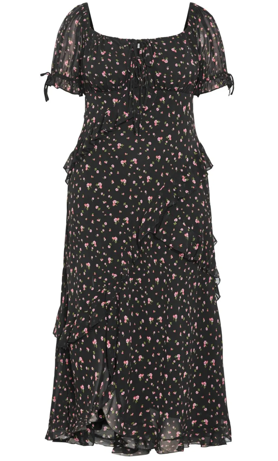 Shayla Ditsy Print Maxi Dress - black