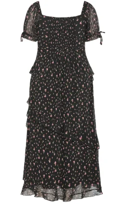 Shayla Ditsy Print Maxi Dress - black
