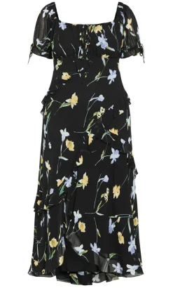 Shayla Petal Print Maxi Dress - black