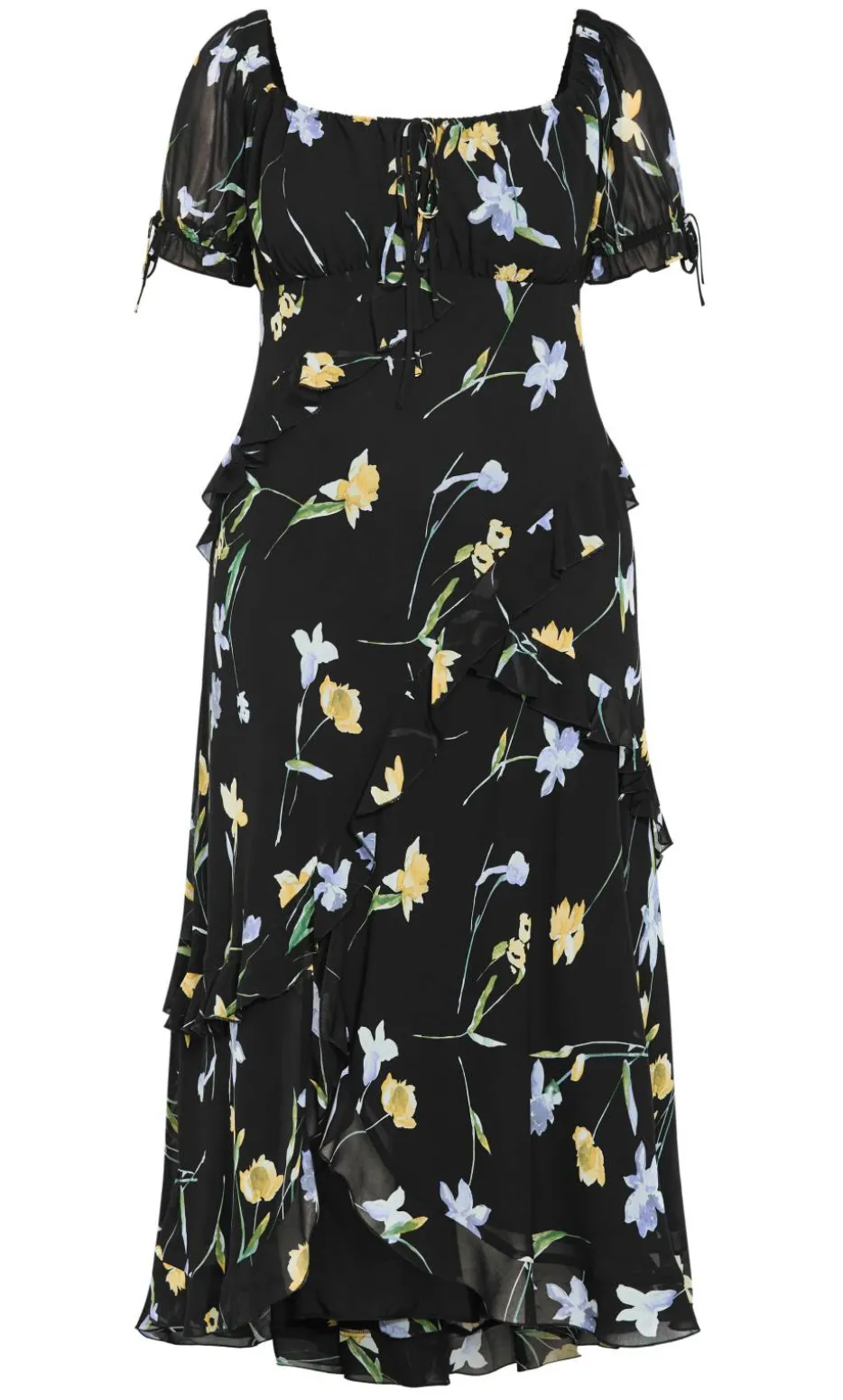 Shayla Petal Print Maxi Dress - black