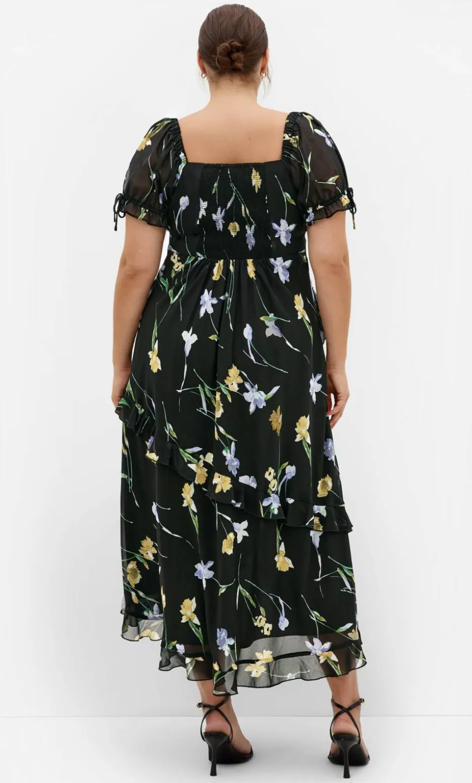 Shayla Petal Print Maxi Dress - black