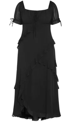 Shayla Ruffle Maxi Dress - black
