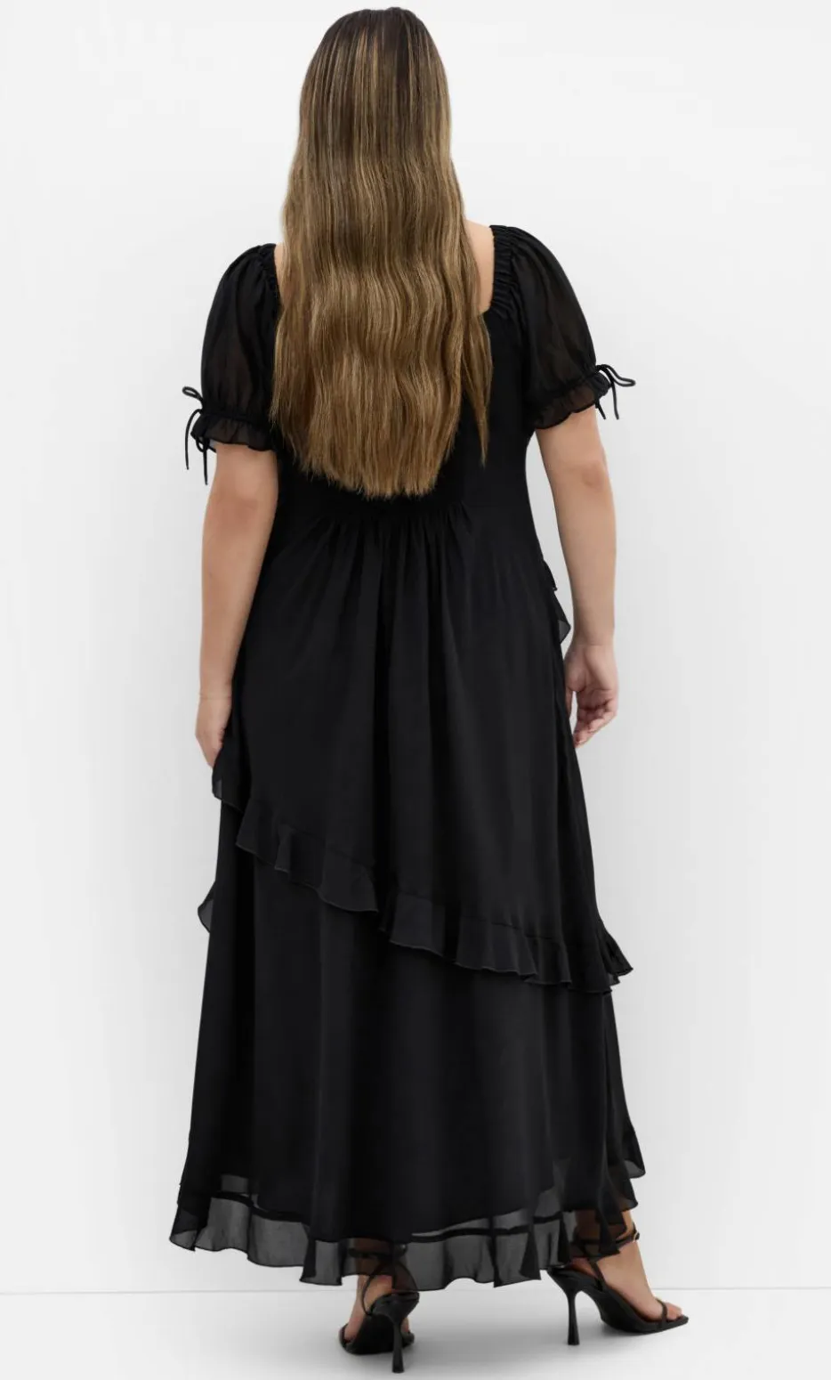 Shayla Ruffle Maxi Dress - black