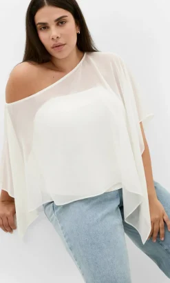 Sheer Chiffon Poncho - ivory