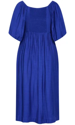 Sheree Puff Sleeve Midi Dress - ocean blue
