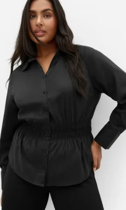 Shirred Waist Shirt - black