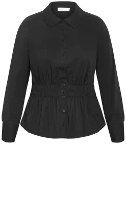 Shirred Waist Shirt - black