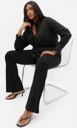 Shirred Waist Shirt - black