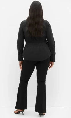 Shirred Waist Shirt - black