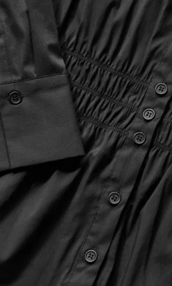 Shirred Waist Shirt - black