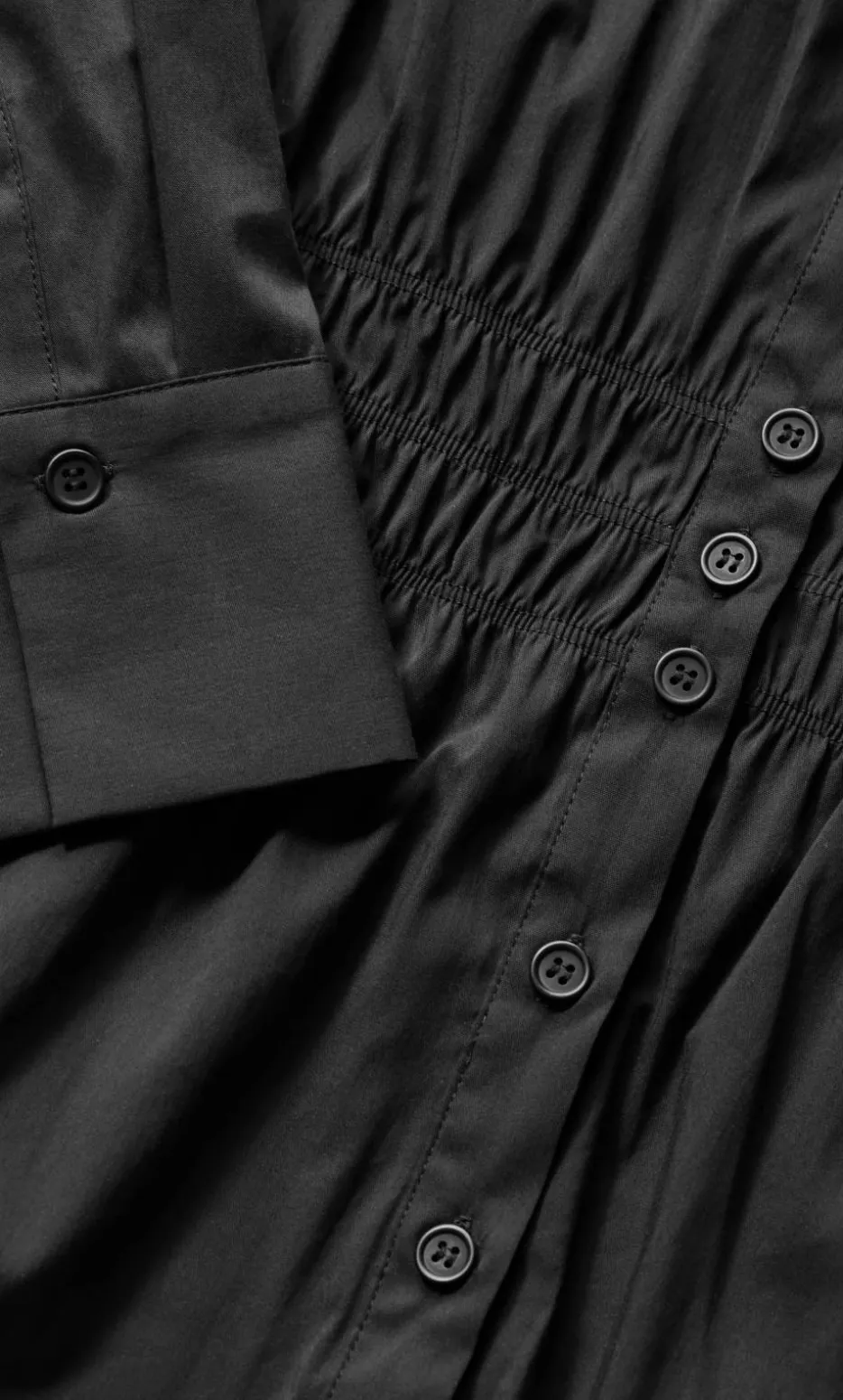 Shirred Waist Shirt - black